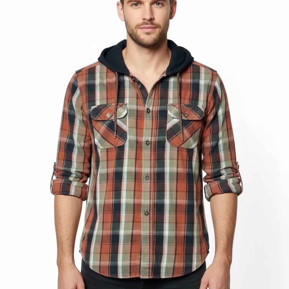 Kolby Hooded Plaid Shirt
